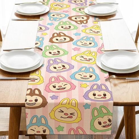عداء طاولة طعام لطيف ، Monster Monster Stars Burlap Kitchen Decor Holding Holding ، Decoration Home Indoor Outdoor Party Supply 13 × 72 Int in Saudi Arabia