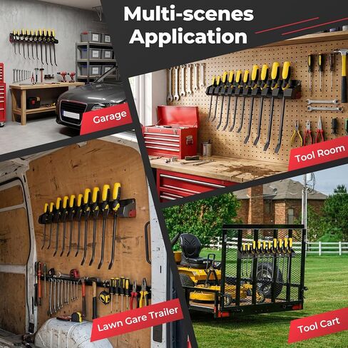 حامل قضيب رفع مع 10 فتحات، منظم أدوات قابل للتثبيت على الحائط لقضبان الرفع أو قضبان التمديد، رف تخزين أدوات شريط الرفع لورشة العمل، السقيفة، المرآب، المنزل in Kuwait