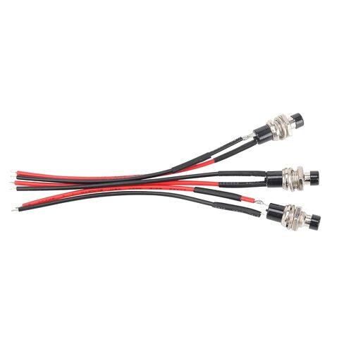 3 قطعة مفتاح زر الضغط 12 فولت 5AMP SPST تشغيل/إيقاف مفتاح صغير سلكي مسبقًا in Kuwait
