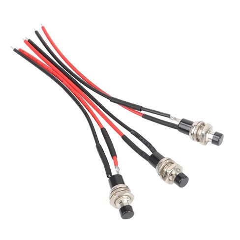 3 قطعة مفتاح زر الضغط 12 فولت 5AMP SPST تشغيل/إيقاف مفتاح صغير سلكي مسبقًا in Kuwait