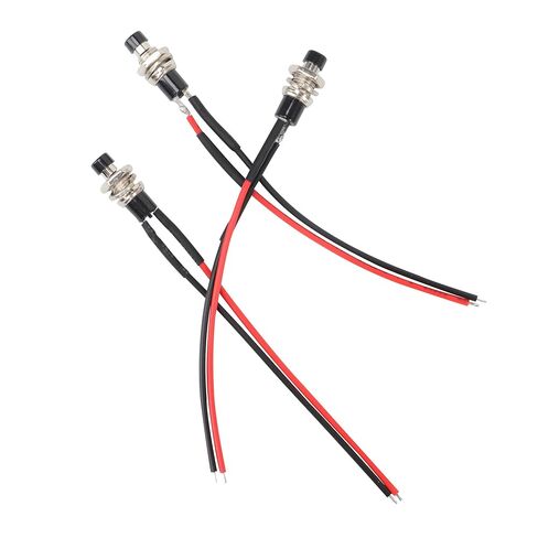 3 قطعة مفتاح زر الضغط 12 فولت 5AMP SPST تشغيل/إيقاف مفتاح صغير سلكي مسبقًا in Kuwait