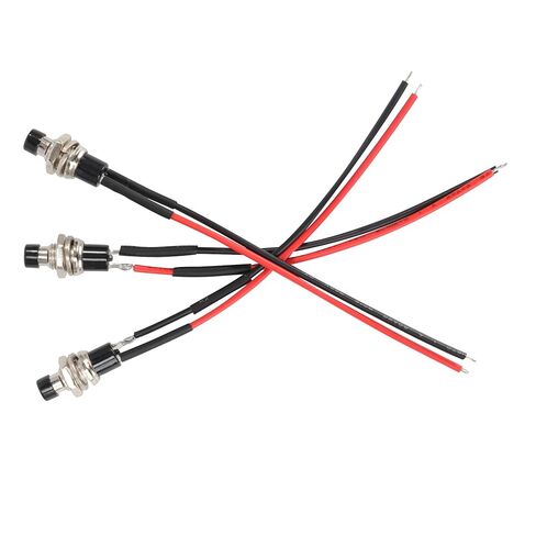 3 قطعة مفتاح زر الضغط 12 فولت 5AMP SPST تشغيل/إيقاف مفتاح صغير سلكي مسبقًا in Kuwait