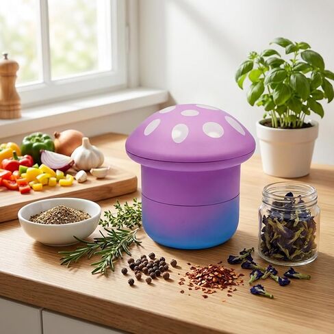 Kitchen Grinder【Mushroom Shape】Spice, Tea, Pepper Grinder Set, 2.5 * 3 inches, Colorful (Gradient Purple) in Kuwait