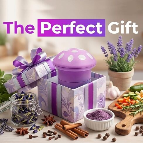 Kitchen Grinder【Mushroom Shape】Spice, Tea, Pepper Grinder Set, 2.5 * 3 inches, Colorful (Gradient Purple) in Kuwait