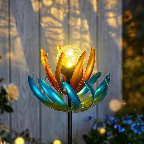 Solar Wind Spinners Outdoor – Garden Decor Peacock Kinetic Metal Waterproof Wind Sculpture with Multi-Color LED Crackle Glass Light Dual Direction Windmill for Yard, Lawn, Pathway in Saudi Arabia