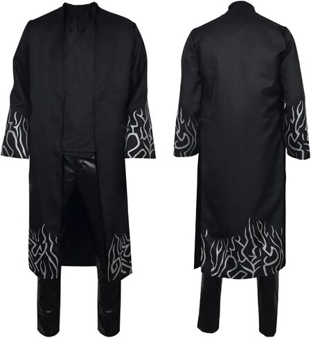 Men Costume Cosplay Black Costume Coat Shirt Pant Belt Hat Outfits Halloween Suit for Adult Mens in Saudi Arabia