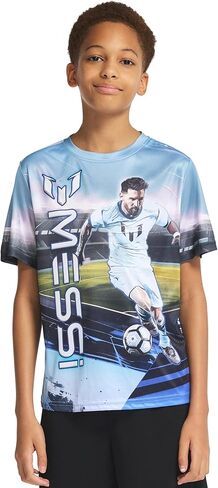 Messi Boys' Lifestyle Short Sleeve Top, Loose-fit Shirt with Logo, Comfortable, All-Day Wear in Saudi Arabia