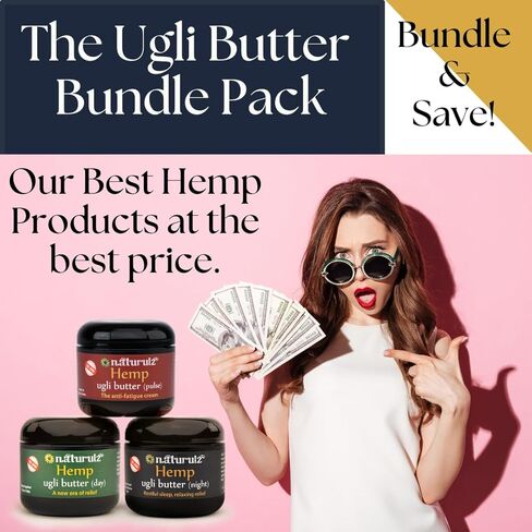 حزمة Naturulz وحفظها!!! - 3 عناصر من زبدة Ugli للنهار والليل والطاقة. تركيبات نباتية قوية مصنوعة من مستخلص القنب المزروع في ولاية أوريغون، مواد موضعية طبيعية بالكامل in Kuwait
