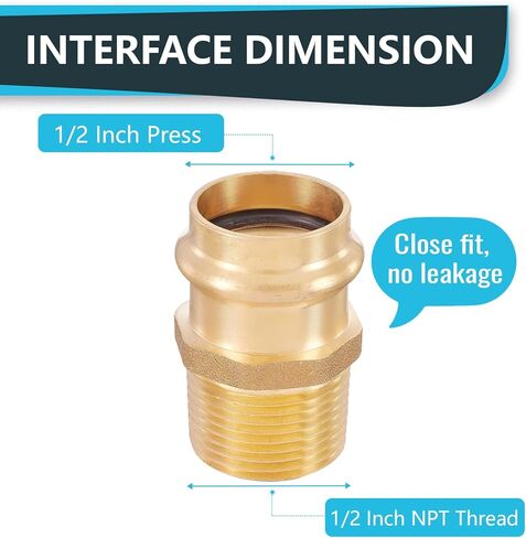 (عبوة من 10) Seelink 1/2" مكبس نحاسي X 1/2" محول NPT ذكر، تركيبات بناء نحاسية لتوصيل أنابيب النحاس in Saudi Arabia