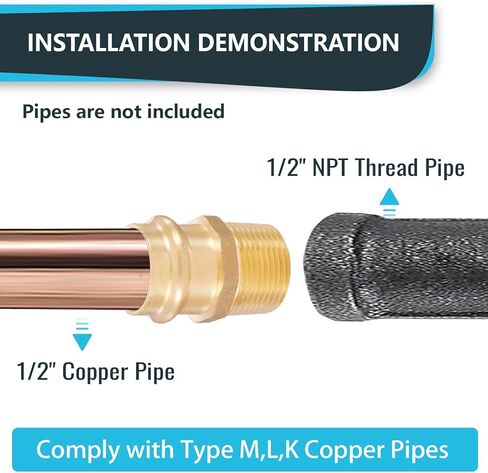 (عبوة من 10) Seelink 1/2" مكبس نحاسي X 1/2" محول NPT ذكر، تركيبات بناء نحاسية لتوصيل أنابيب النحاس in Saudi Arabia