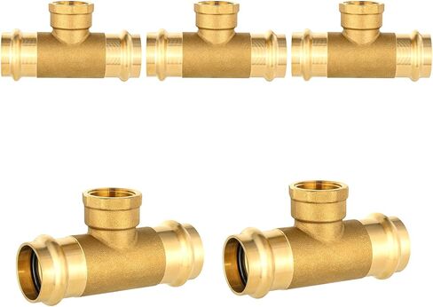 (Pack of 5) Seelink Copper Press Female Tee, 3/4"P x 3/4"P x 1/2"Female NPT Tee, Brass Construction Fitting for Copper Tube in Saudi Arabia