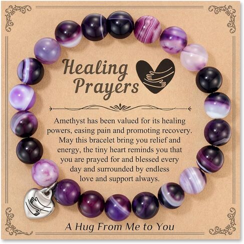 Inspirational Get Well Soon Gifts for Women After Surgery Natural Stone Amethyst Bracelet Encouragement Cheer Up Gifts for Women Friends Sister Coworker, A Hug From Me to You in Kuwait