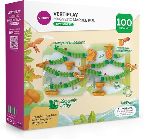 تشغيل الرخام المغناطيسي Oribel VertiPlay | لعبة اكسبلورر سيت ستيم | طقم بناء اللعب الحر الإبداعي للأطفال | تعمل على الثلاجات والخزائن والأسطح المعدنية (للأعمار من 5 سنوات فما فوق) مجموعة المستكشف (50) in Kuwait