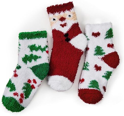 Century Star 3 Pairs Kids Fuzzy Socks Girls Grip Slipper Socks Fluffy Warm Sock Non-Slip Toddler Boy Winter Sock in Saudi Arabia