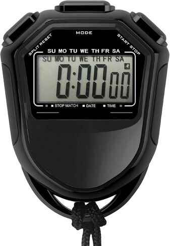 ساعة توقيت، ساعة توقيت مقاومة للماء، مؤقت LCD رقمي محمول باليد، عداد رياضي كرونوغراف مع حزام للسباحة والجري وتدريب كرة القدم in Kuwait
