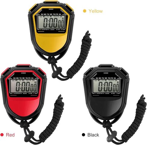 ساعة توقيت، ساعة توقيت مقاومة للماء، مؤقت LCD رقمي محمول باليد، عداد رياضي كرونوغراف مع حزام للسباحة والجري وتدريب كرة القدم in Kuwait