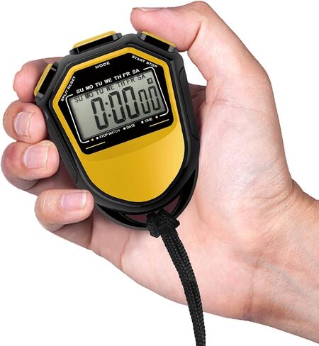 ساعة توقيت، ساعة توقيت مقاومة للماء، مؤقت LCD رقمي محمول باليد، عداد رياضي كرونوغراف مع حزام للسباحة والجري وتدريب كرة القدم in Kuwait