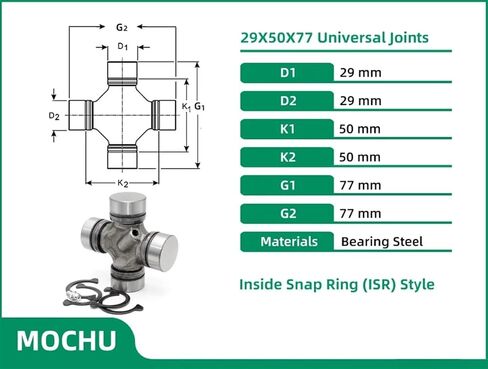 1PCS 29X77 29X50X77 U-Joints Universal Joints Bearing Inside snap Ring Style in Saudi Arabia