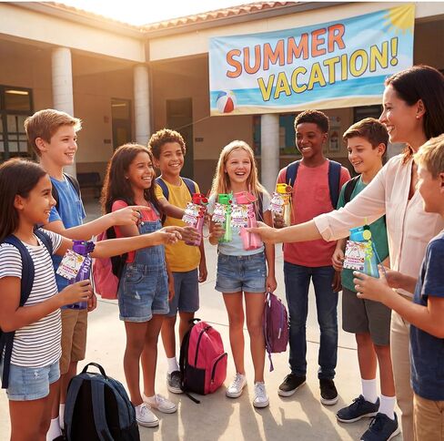 CHENGU 24 Set 18 oz Water Bottles with Fruit Straws Bulk End of The Year Gifts for Students from Teacher Plastic Water Bottles Summer Graduation Student Gift for School Prizes Goodie Bag in Saudi Arabia