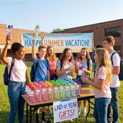 CHENGU 24 Set 18 oz Water Bottles with Fruit Straws Bulk End of The Year Gifts for Students from Teacher Plastic Water Bottles Summer Graduation Student Gift for School Prizes Goodie Bag in Saudi Arabia