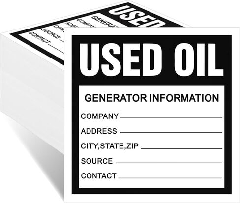 Harloon 100 Pack Adhesive-Poly Vinyl Hazardous Waste Label 6 x 6 Inches Used Oil Label, Black and White Hazardous Material Stickers for Industrial, Chemical Safety Compliance(Information Style) in Saudi Arabia