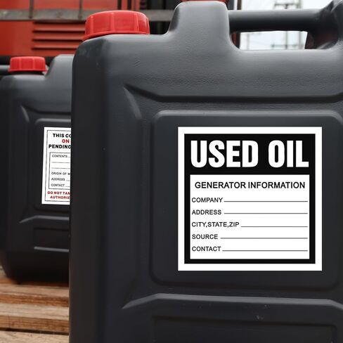 Harloon 100 Pack Adhesive-Poly Vinyl Hazardous Waste Label 6 x 6 Inches Used Oil Label, Black and White Hazardous Material Stickers for Industrial, Chemical Safety Compliance(Information Style) in Saudi Arabia