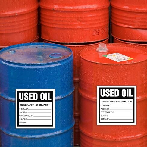Harloon 100 Pack Adhesive-Poly Vinyl Hazardous Waste Label 6 x 6 Inches Used Oil Label, Black and White Hazardous Material Stickers for Industrial, Chemical Safety Compliance(Information Style) in Saudi Arabia