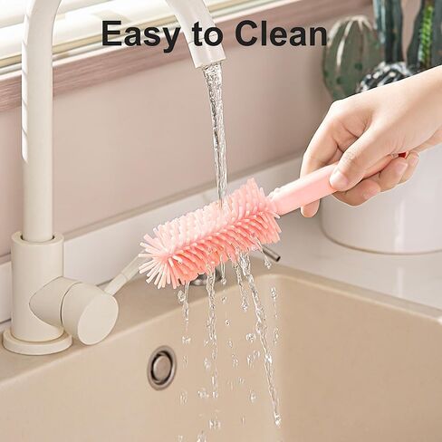 Baby Bottle Brush, 6 in 1 Travel Bottle Cleaner Kit with Silicone Bottle Brush, Nipple Brush, Straw Brush, Soap Dispenser, Bottle Drying Rack, Portable Essentials for Home and Travel-Green in Saudi Arabia