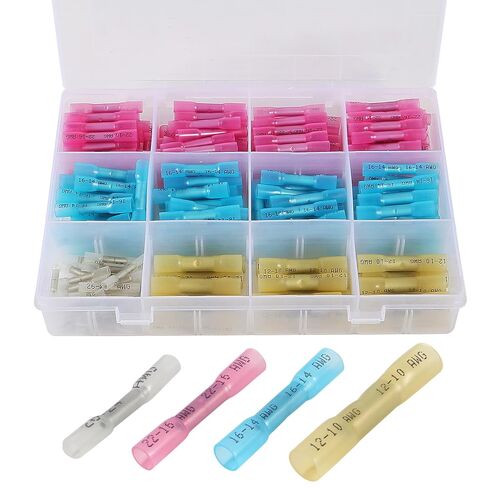 210PCS Heat Shrink Butt Connectors, Marine Grade Electrical Wire Connectors Kit, Tinned Red Copper Insulated Waterproof Crimp Terminals Butt Splice for Cable,Boat,Wiring in Saudi Arabia