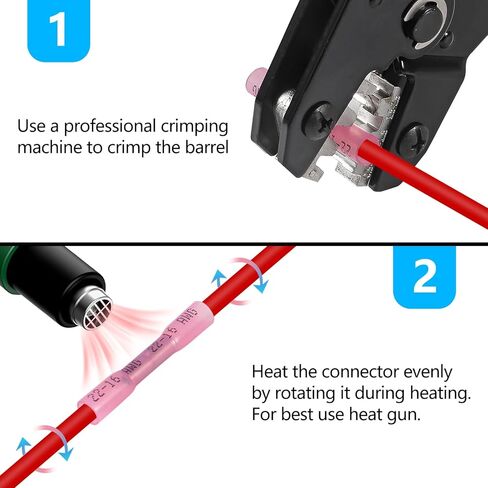 210PCS Heat Shrink Butt Connectors, Marine Grade Electrical Wire Connectors Kit, Tinned Red Copper Insulated Waterproof Crimp Terminals Butt Splice for Cable,Boat,Wiring in Saudi Arabia