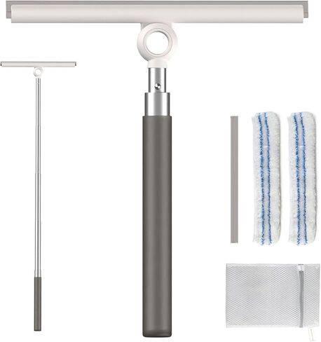 Shower Squeegee for Glass Doors, Telescopic 2-in-1 Squeegee for Window Cleaning with Microfiber Scrubber for Bathroom, Tile Wall, Car Windshield in Saudi Arabia