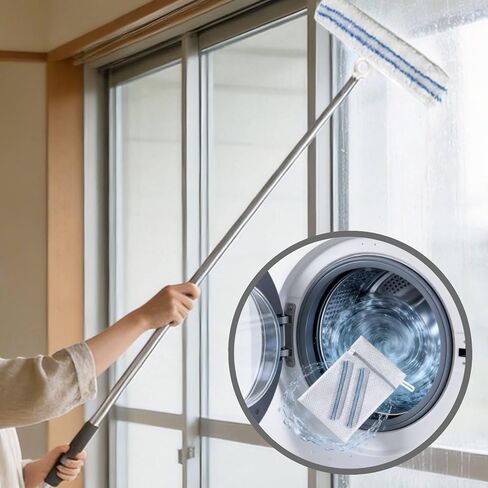 Shower Squeegee for Glass Doors, Telescopic 2-in-1 Squeegee for Window Cleaning with Microfiber Scrubber for Bathroom, Tile Wall, Car Windshield in Saudi Arabia