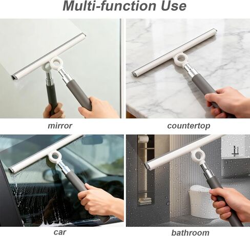 Shower Squeegee for Glass Doors, Telescopic 2-in-1 Squeegee for Window Cleaning with Microfiber Scrubber for Bathroom, Tile Wall, Car Windshield in Saudi Arabia