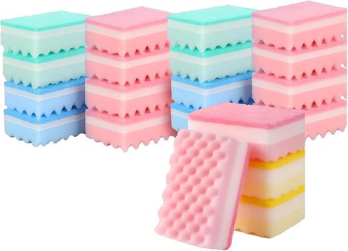 20 Pack, The Third Generation Dishwashing Sponge, Scrub Sponge, The Wave Shaped Design Makes Them More Suitable for scenarios Such as Kitchen Tableware, countertops, Walls, Porcelain, Etc in Saudi Arabia
