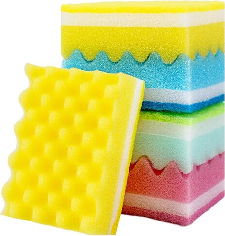 20 Pack, The Third Generation Dishwashing Sponge, Scrub Sponge, The Wave Shaped Design Makes Them More Suitable for scenarios Such as Kitchen Tableware, countertops, Walls, Porcelain, Etc in Saudi Arabia