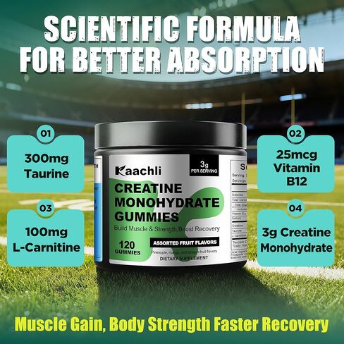 Creatine Monohydrate Gummies for Women,3000mg Creatine with Taurine and L-carnitine,Vegan Sugar-Free for Muscle Shaping and Growth,Creatine Gummies ForIdeal for Gym Women and Men,120 Count in Saudi Arabia