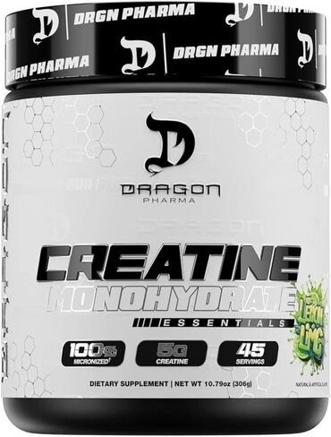 كرياتين مونوهيدرات من دراجون فارما، يساعد على تعافي العضلات، مكمل ما بعد التمرين، دعم مضاد للأكسدة (60 حصة، ليمون الليمون) in Kuwait
