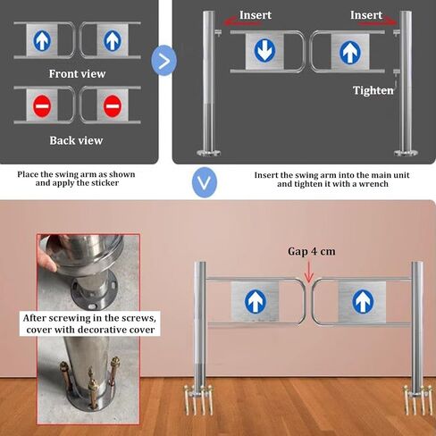 Automatic Closing Metal Safety Gate for Supermarket Entrance 90° One-Way Swing Design with Guardrail Barricade Access Door for Retail Stores Silver/B 130x99CM in Saudi Arabia