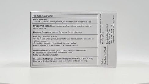 Saline Solution, 0.9% Sodium Chloride, 30 Single-Use 5ml Tubes in Saudi Arabia