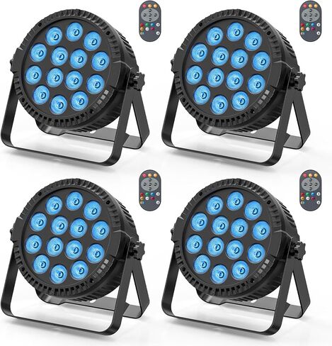 أضواء RGBW 4 في 1 LED Par Lights، أضواء مسرح 80 وات مع 0-100% باهتة احترافية للتحكم في الصوت DMX المنشط تلقائيًا، إضاءة مسرح SEBRUANC للأحداث DJ Disco Wedding Party 4packs in Kuwait