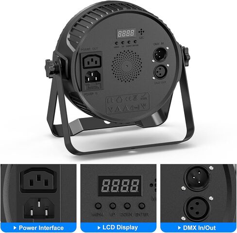 أضواء RGBW 4 في 1 LED Par Lights، أضواء مسرح 80 وات مع 0-100% باهتة احترافية للتحكم في الصوت DMX المنشط تلقائيًا، إضاءة مسرح SEBRUANC للأحداث DJ Disco Wedding Party 4packs in Kuwait