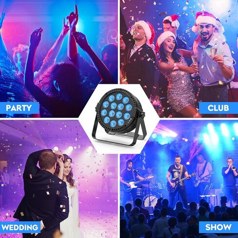 أضواء RGBW 4 في 1 LED Par Lights، أضواء مسرح 80 وات مع 0-100% باهتة احترافية للتحكم في الصوت DMX المنشط تلقائيًا، إضاءة مسرح SEBRUANC للأحداث DJ Disco Wedding Party 4packs in Kuwait