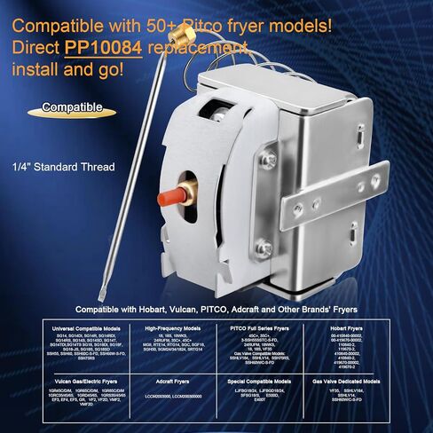 PP10084 High Limit Thermostat Switch Replacement Part for Pitco Fryers 450°F/230°C Manual Reset Safety Switch 1/4" MPT Thread fits VF35, MGII, SG14, 35C+/45C+, 18/18S, E500D, LCHMO5030 in Saudi Arabia