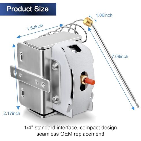 PP10084 High Limit Thermostat Switch Replacement Part for Pitco Fryers 450°F/230°C Manual Reset Safety Switch 1/4" MPT Thread fits VF35, MGII, SG14, 35C+/45C+, 18/18S, E500D, LCHMO5030 in Saudi Arabia