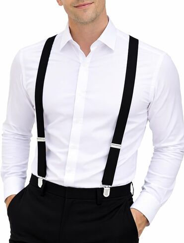 alsat Men's Suspender - Adjustable Y-Back Clip-On Suspenders for Men with Heavy Duty Strong Clips in Kuwait