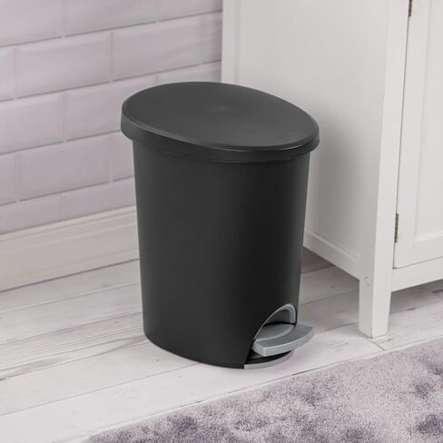 Small Bathroom Trash Can, 2.6 Gallon Plastic Garbage Bucket Bin with Step Lid, Black in Saudi Arabia