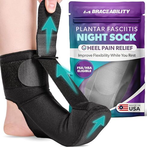 جورب جبيرة ليلية لتخفيف التهاب اللفافة الأخمصية من BraceAbility - دعامة ناعمة لالتهاب وتر العرقوب للنساء والرجال، قطرة للقدم، حذاء حبال ليلي للمزارعين للنوم ودعم التمدد (M) in Saudi Arabia
