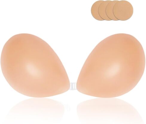 Strapless Sticky Bra Push Up for Women, Adhesive Silicone No Show Bra for Backless Dress, Invisible Reusable V Shape in Saudi Arabia