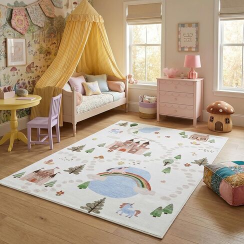Soft Steps Playtime 4' x 6' (3'11" X 5'10") Non-Toxic, Child and Pet Safe, Stars Playmat - Indoor Area Rug for Kids, Cream - Playroom, Nursery, and Children Bedroom in Kuwait