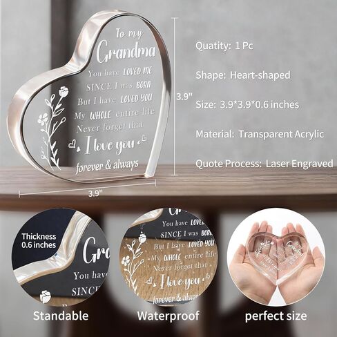 Mom Gifts for Christmas, I Love You Mom Birthday Gifts - Mother Present Acrylic Keepsake 3.9x3.9 Inch, Unique Christmas Thanksgiving Birthday Gift for Moms from Daughter Son in Saudi Arabia